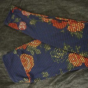 Lularoe Leggings One Size Foral Print Blue & Red